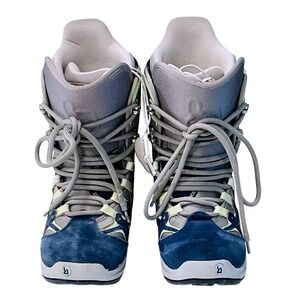 BURTON women's snowboard boots Moto gray blue green size 4 traditional‎ laces